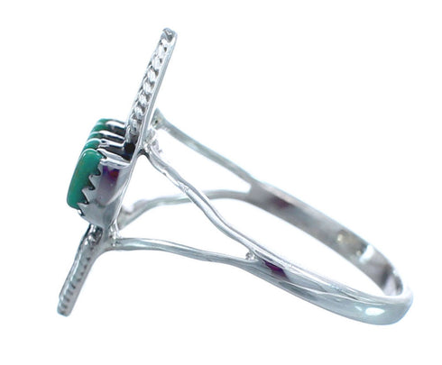 Green Turquoise Sterling Silver Water Wave Ring Size 7-1/2 KX120963